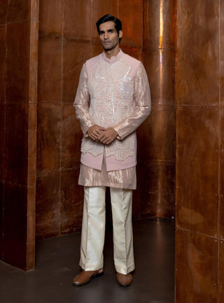 Elvor powder pink bundi and kurta set