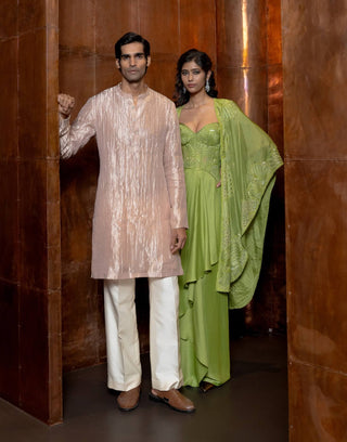 Miren green cape and skirt set