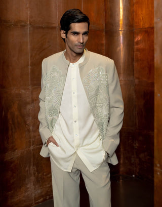 Delmar sage green bandhgala set