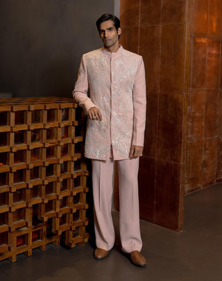 Lucen powder pink bandhgala set