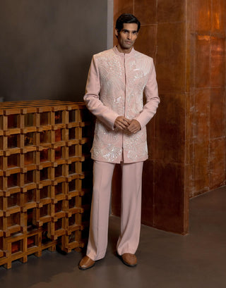 Lucen powder pink bandhgala set