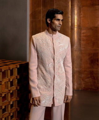 Lucen powder pink bandhgala set