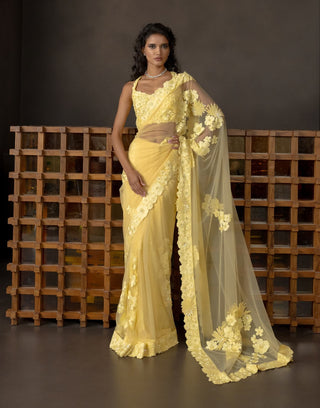 Solara butter yellow sari set