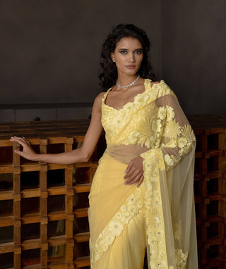 Solara butter yellow sari set