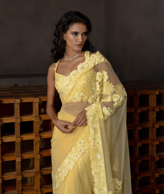 Solara butter yellow sari set