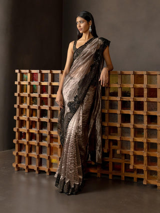 Astrea black tissue sari set