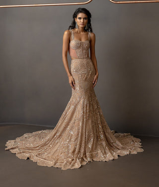 Orelis husna brown skirt and corset set