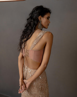 Orelis husna brown skirt and corset set