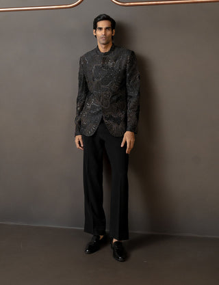 Acanthus black bandhgala set