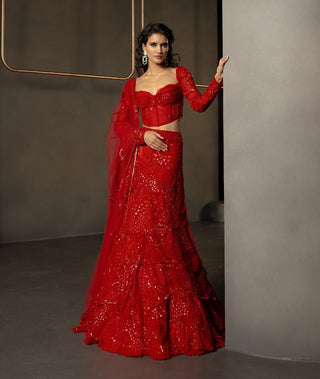 Rossa red lehenga set