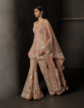 Avisa husna brown short kurta and sharara set