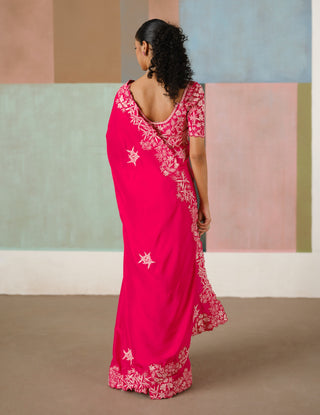 Vida fuchsia pink sari set