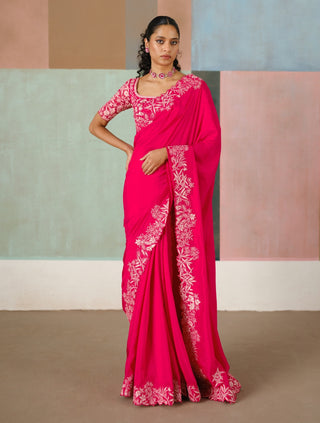 Vida fuchsia pink sari set