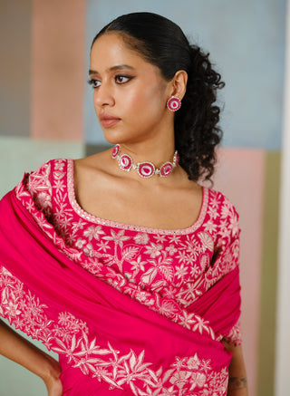 Vida fuchsia pink sari set