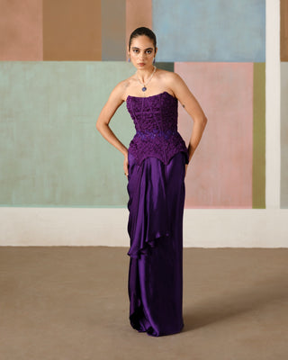 Ciara purple draped skirt and corset