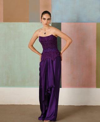Ciara purple draped skirt and corset