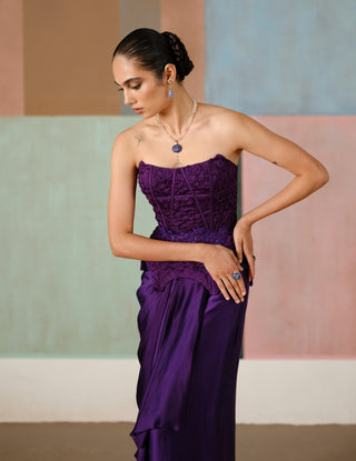 Ciara purple draped skirt and corset