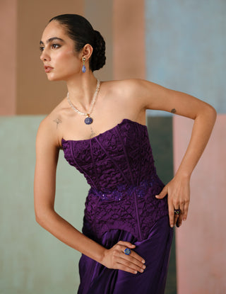 Ciara purple draped skirt and corset