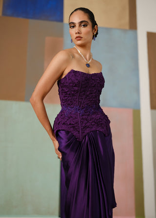 Ciara purple draped skirt and corset