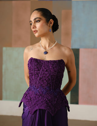 Ciara purple draped skirt and corset