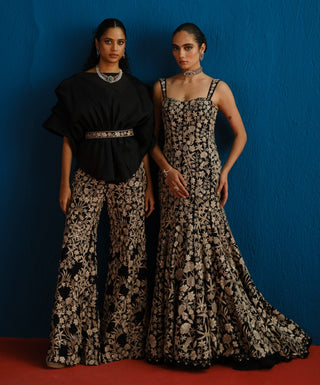 Elin black pouf top and pant set