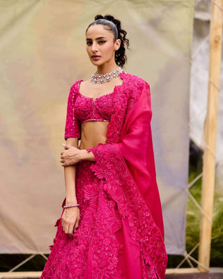 Fuchsia pink novae lehenga set