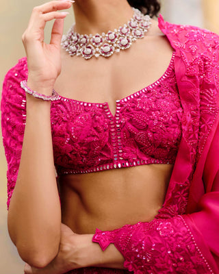 Fuchsia pink novae lehenga set