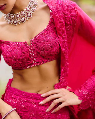 Fuchsia pink novae lehenga set