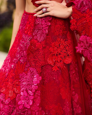 Red adonis lehenga set