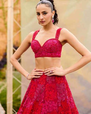 Red adonis lehenga set