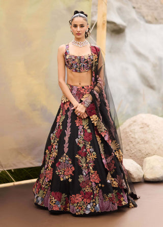 Black shiso lehenga set