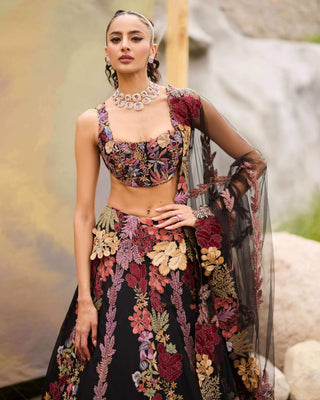 Black shiso lehenga set