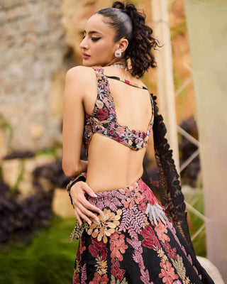 Black shiso lehenga set