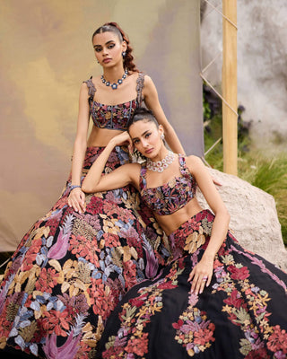 Black shiso lehenga set