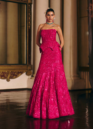 Rheia fuchsia corset lehenga set