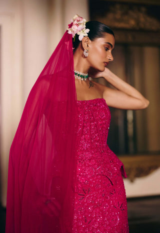 Rheia fuchsia corset lehenga set