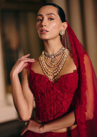 Yasmin red corset lehenga set