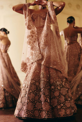 Safiya rose gold lehenga and corset set