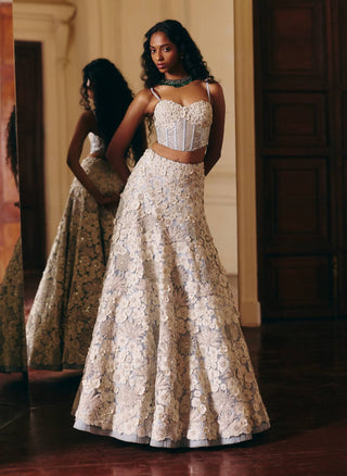 Lillian cloudy blue lehenga and corset set