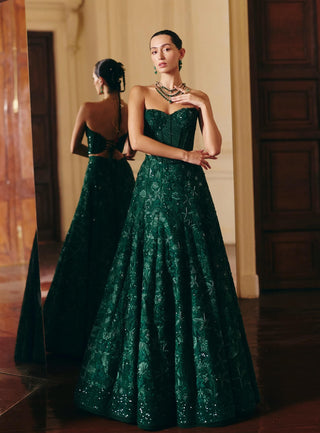 Emma green lehenga and corset set