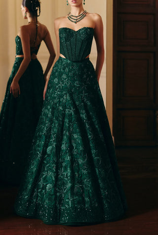 Emma green lehenga and corset set