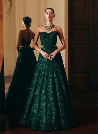 Emma green lehenga and corset set