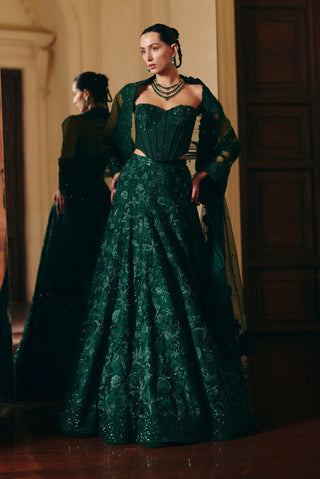 Emma green lehenga and corset set