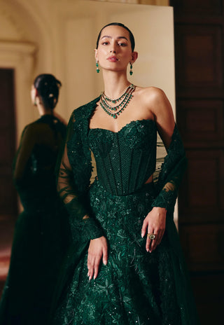Emma green lehenga and corset set