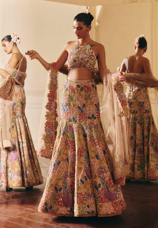 Amelia gold lehenga and blouse set