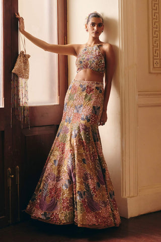 Amelia gold lehenga and blouse set