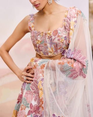 Ivory multicolor wisteria lehenga set