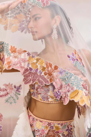 Ivory multicolor wisteria lehenga set