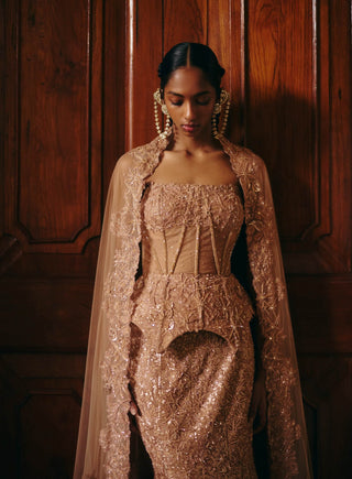 Kate gold corset and lehenga set