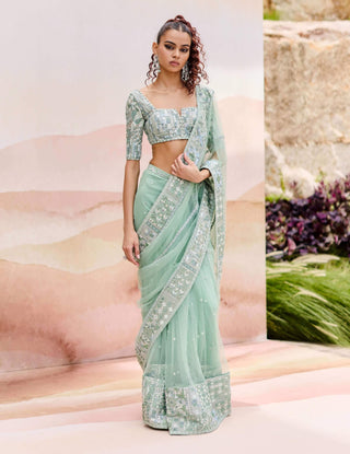 Mint silene sari set